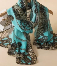 Leopard Animal Print Scarf Turquoise  Brown Black  Pattern Buy One Get One Free