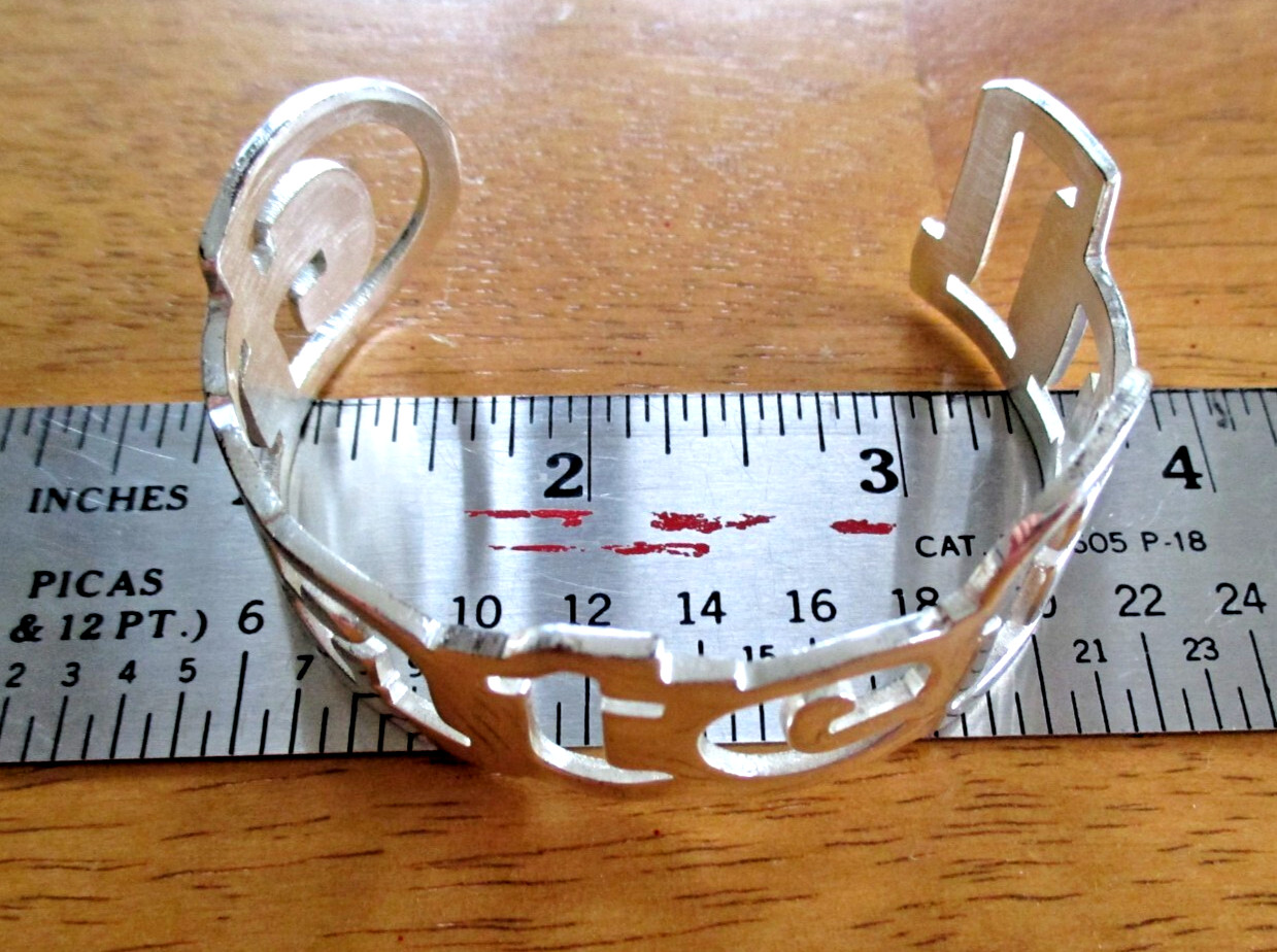 Rustic Cuff GRATEFUL Signed Silver Tone Cuff Brac… - image 7