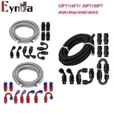 4/6/8/10AN Braided PTFE E85 Oil/Fuel Hose Line Brake Line Hose End Fittings Kit