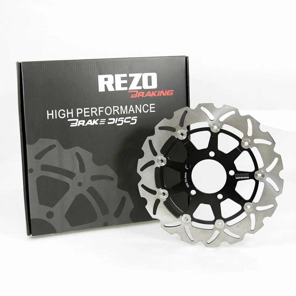 Par de discos de rotor de freno delantero ondulado Rezo se adapta a Suzuki GSX 750 F 03-06 Foto 2 de 4