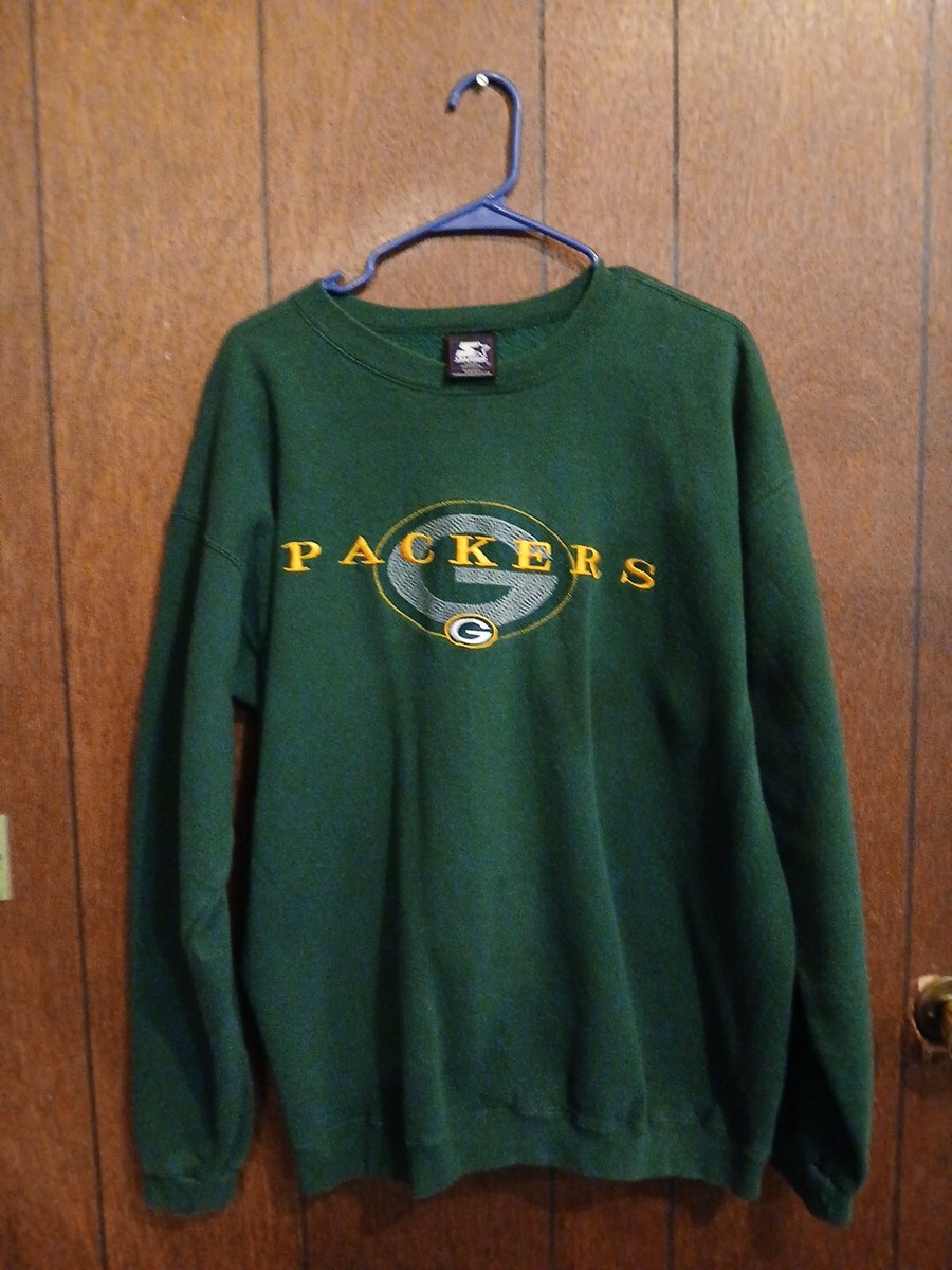 Vintage Green Bay Packers Sweatshirt Men Large Green Yellow Crew Neck  Sweater