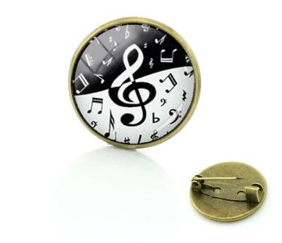 Musik Noten Medley Glas Cabochon Brosche