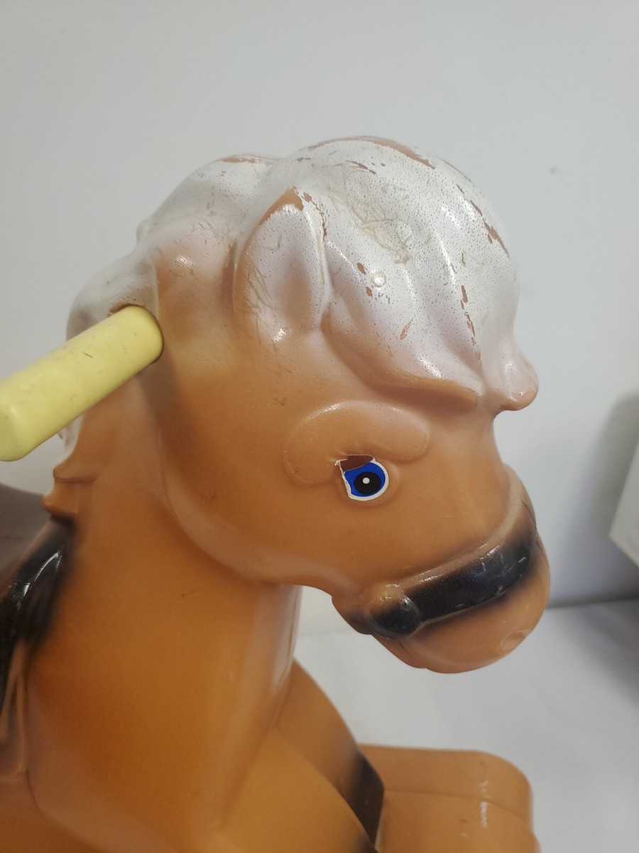 Vintage Blowmold Plastic Rocking Horse Pony Child Ride On Jingles