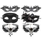 3Pcs Womens Girls Gothic Venetian Black Lace Choker Necklace Mask Masquerade Set