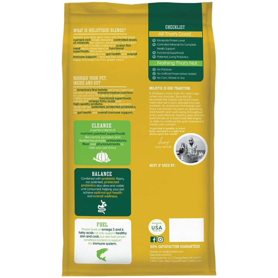 Solid Gold Dry Dog Food for Adult Senior Dogs Made with Oatmeal, Pearled Barley - Image 2 of 4