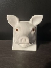 White Ceramic Pig Wall Hook Vintage Made In Japan