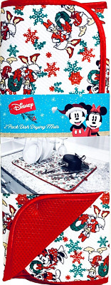 Best Brands Disney Mickey & Minnie Mouse Holiday Themed 2 Pk Dish Drying Mats