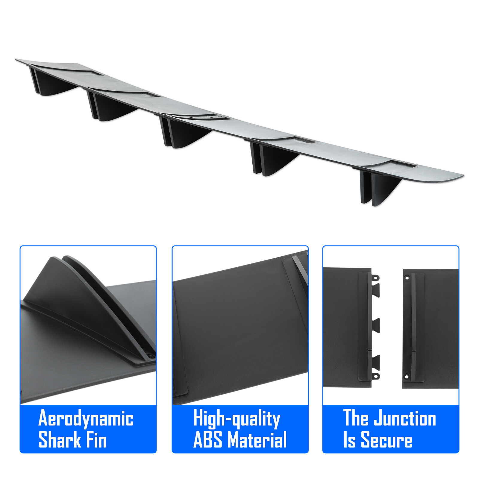 Rear Diffuser Shark Fins Bumper Lip Splitter Spoiler Black For Chevrolet Sonic