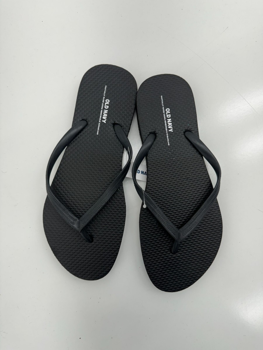 Old Navy Womens Black Rubber Flip Flops Size