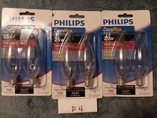 6 Philips DuraMax 25W Bent Tip Candelabra Base Decorative Bulbs