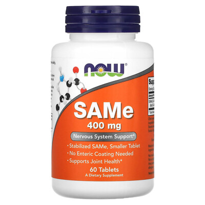 Now Foods SAMe 400 mg 60 Tablets GMP Quality Assured, Vegan, Vegetarian