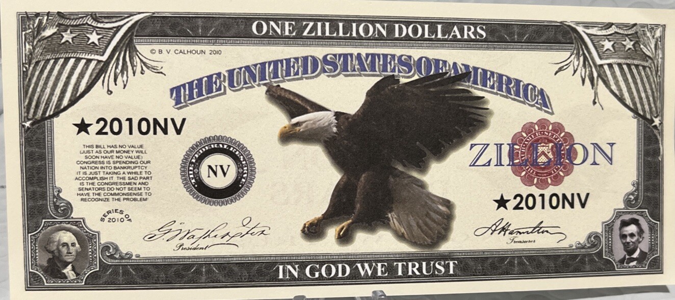 One Zilion * Flying Eagle Zillion Dollars Lot Of (3) 1 Zillion Dollar Super ...