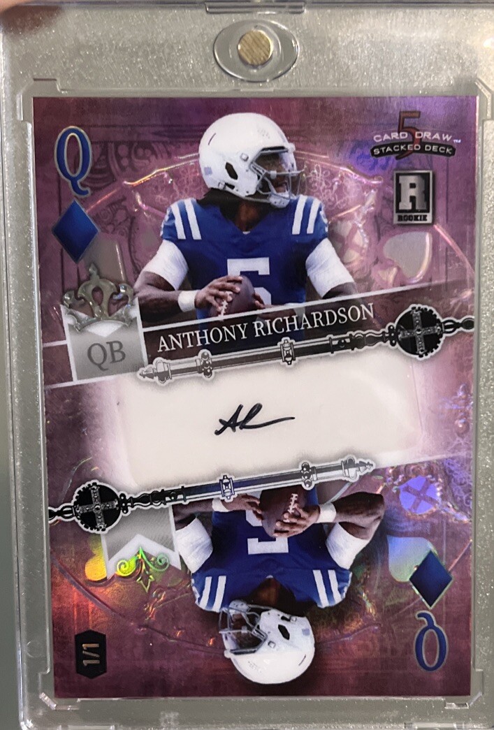 1/1 AUTO Anthony Richardson Pink  Mirror Queen Of Diamond 5 Card Draw Wildcard