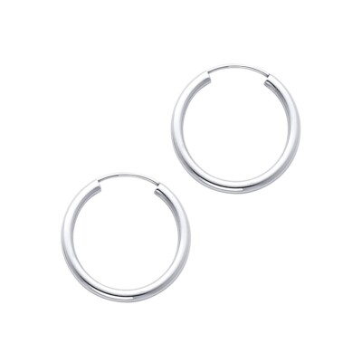 14K White Gold 2mm Hoop Earrings