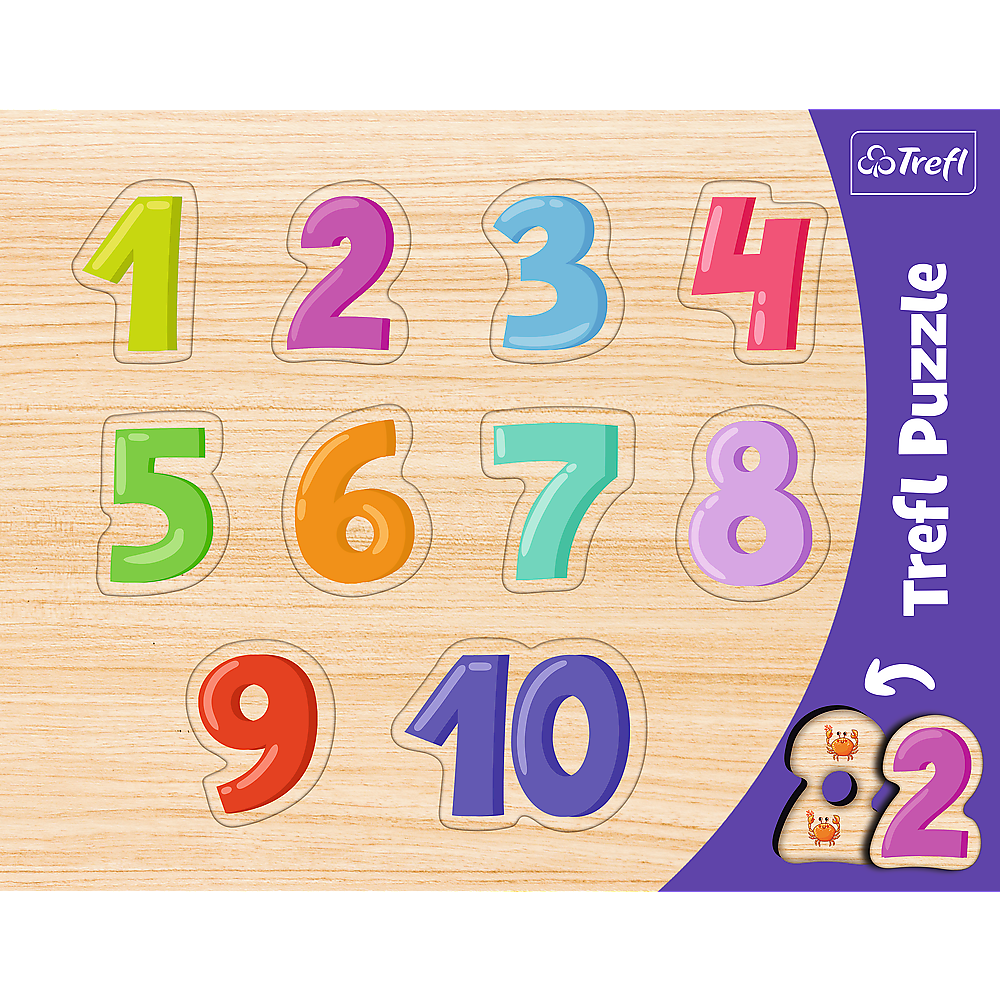 Trefl 10 Piece Toddlers Educational Number Themed Wooden Frame Shaped Puzzle
