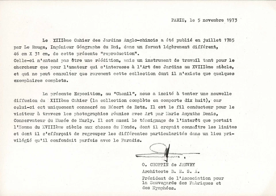 XIIIe Cahier des Jardins Anglo-Chinois: Désert de Retz. 1785. Reprint 1973. RARE - Image 2 of 4