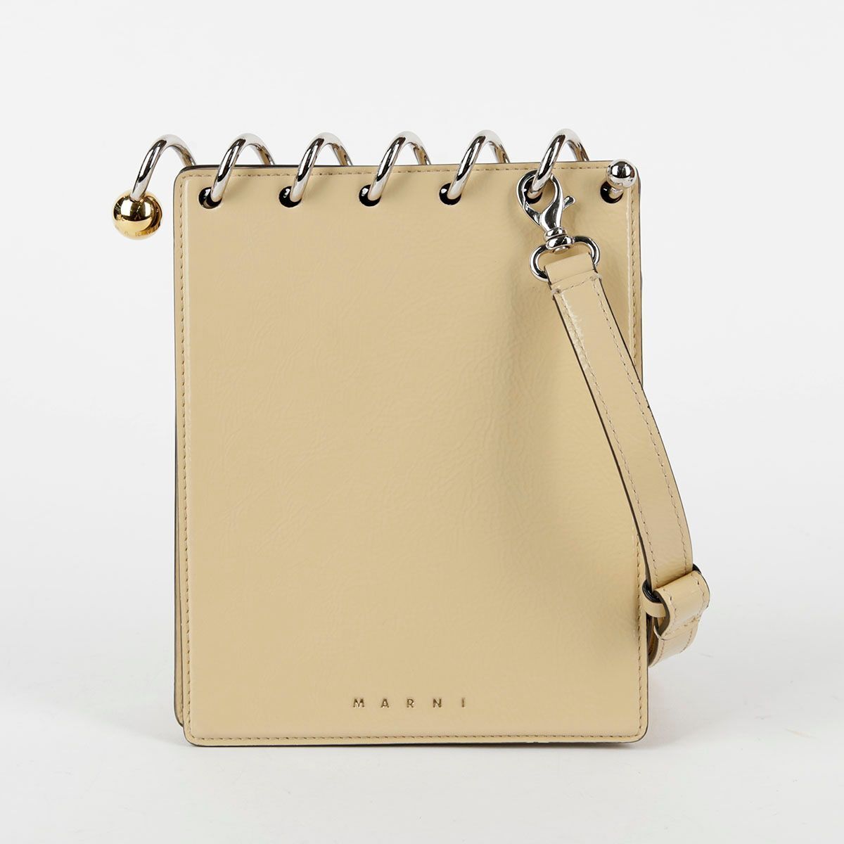 Marni Beige Leather Top Spiral Spring Shoulder and Crossbody Marni Beige Leather Top Spiral Spring Shoulder and Crossbody