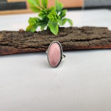 Natural Pink Opal Gemstone Ring 925 Sterling Silver Gift For Girls  Women Ring