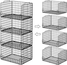 4-Tier Stackable Closet Organizers Storage Basket Closet Shelf Organizer System