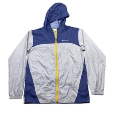 Columbia Glennaker Lake Rain Jacket Boys XL Blue Grey Zip Hooded Windbreaker