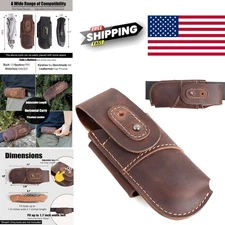 Leather Pocket Knife Sheath Darkbrown EDC Belt Organizer for Folding Tools