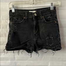 H M Girls Black Distressed Cutoff Denim Shorts Size 4