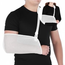 White Mesh Arm Shoulder Sling Breathable Immobilizer Shower Adjustable Brace