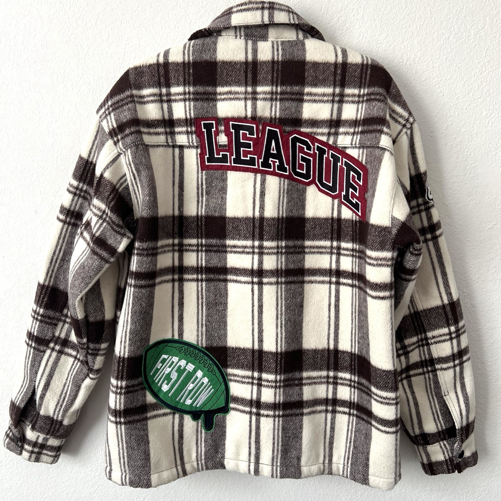 First Row Multi Patch Plaid Jacket Wool Blend Qui… - image 2