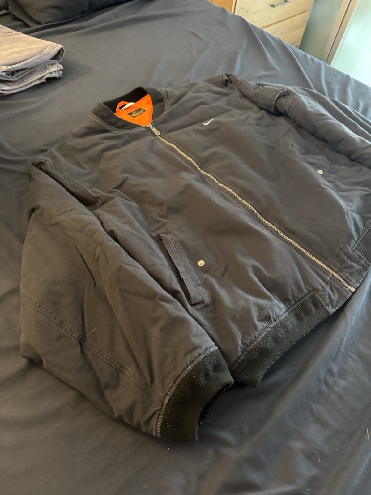 Nike Life Men's Woven Flight Bomber Jacket Black Size 2XL Insulated image 4
