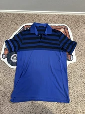 Greyson Men's Size XL Blue Black Striped Golf Polo Shirt Stretch Performance