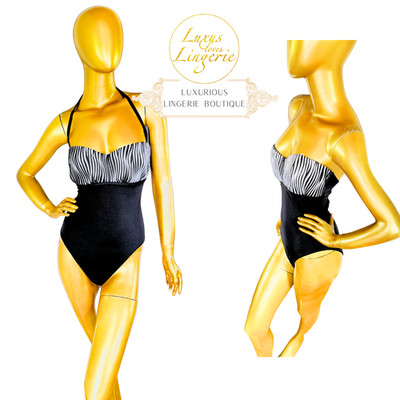 ILLUSION SWIMBODY by Wolford M Cup C black white Badeanzug Abnehmbare Träger