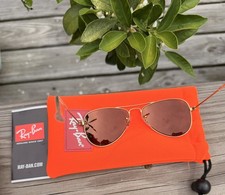Ray-Ban Junior Gold Frame Amber/brown Lenses Aviator Sunglasses -kids Glasses