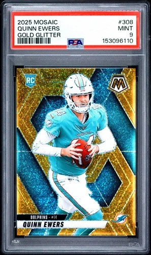 2025 Panini Mosaic Football Gold Glitter Quinn Ewers #308 PSA 9