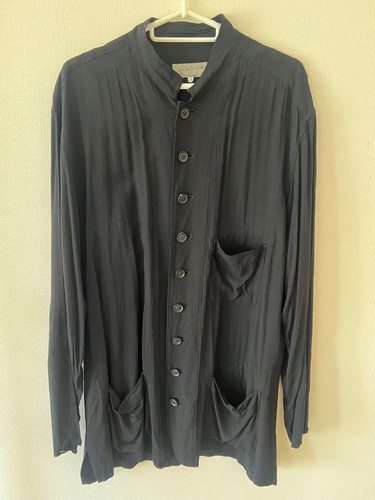 Yohji Yamamoto Pour Homme, Yohji Yamamoto POUR HOMME Long Sleeve Shirt HN-B21-214 L Black Viscose Pre-Owned