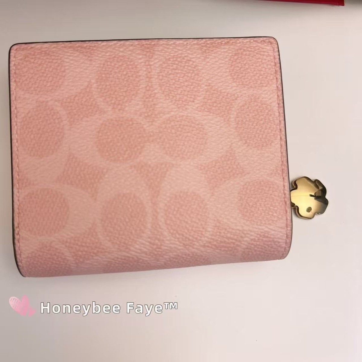 NWT COACH CEC34 Snap Wallet In Signature Canvas With Charm Powder