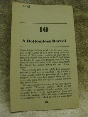 ''Bottomless Barrel'' book chapter on Children of God (COG) anti-cult literature