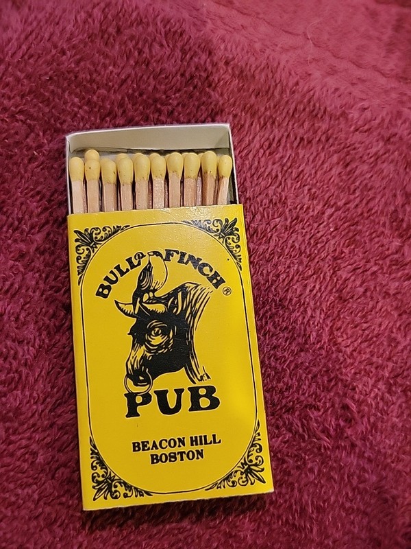 Cheers, Bullfinch Pub Beacon Hill Boston Matchbox FULL UNSTRUCK