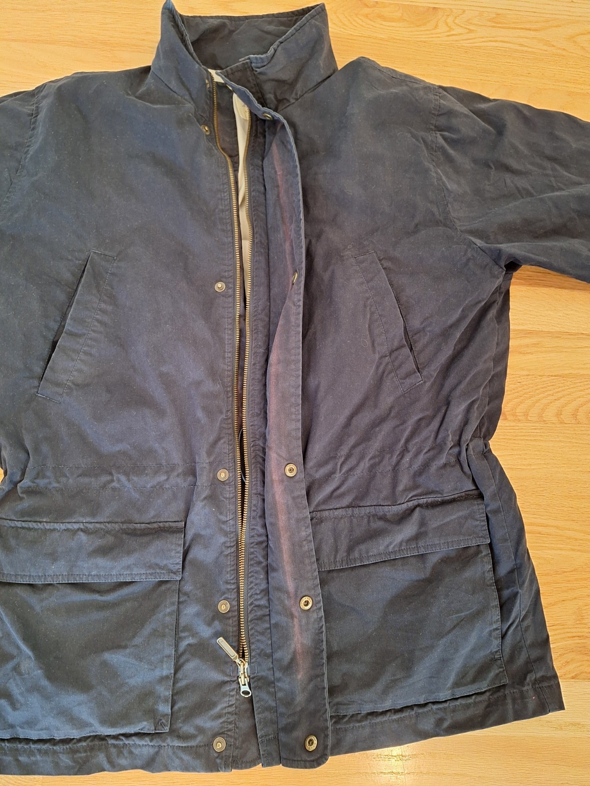 Vtg Eddie Bauer Mens Tall Sz L Utility Jacket Chore Barn Coat  Navy Cotton Lined image 7