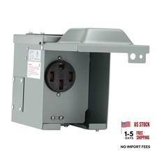 50 Amp 125/250V NEMA 14-50 Power Outlet Box, Outdoor Weatherproof Lockable