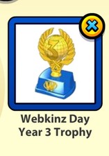 Webkinz Classic RETIRED Webkinz Day Year 3 Trophy Virtual Item Only Year Three