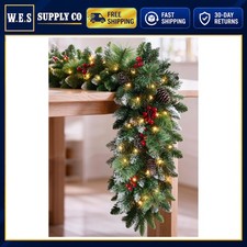 Christmas Garland 9ft Pre-Lit with 100 LED Lights Artificial Greenery