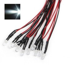 10x White Led Light Single Bulb Pre-wired Light 5-12v 5mm Bright Round Top Clear 10x White Led Light Single Bulb Pre-wired Light 5-12v 5mm Bright Round Top Clear