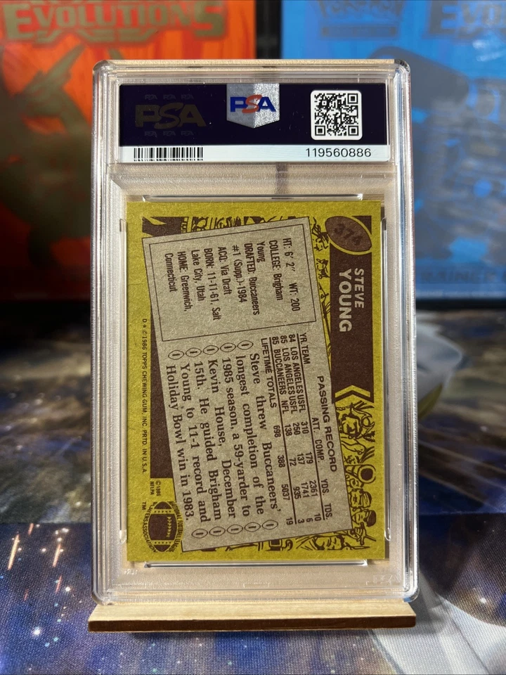 1986 Topps - Steve Young #374 D* en línea de derechos de autor (RC) Foto 2 de 2