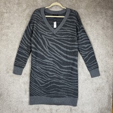 Banana Republic Sweater Dress Womens Medium Gray Zebra Print Cotton Blend- 4404