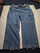 Vintage FUBU Jeans Mens 44x31 Blue Denim Loose Baggy Cargo Pants Skate Y2K