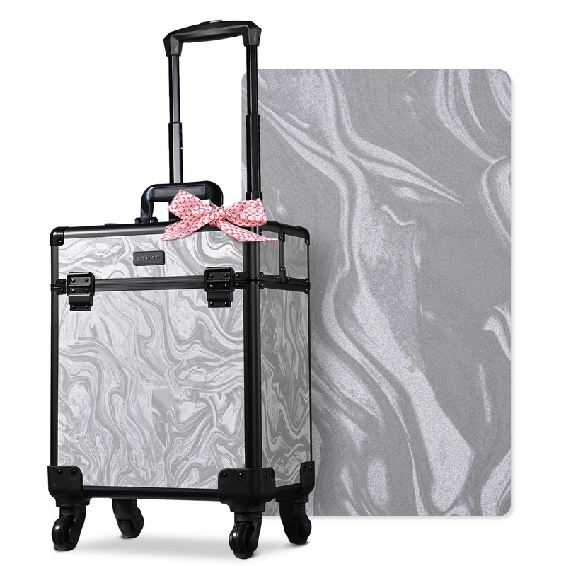 Byootique Rolling Makeup Train Case Cosmetic Trolley Organizer CB Graystone