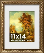 11x14 Vintage Picture Frames,Antique Picture Frame with White Mat for 8x10