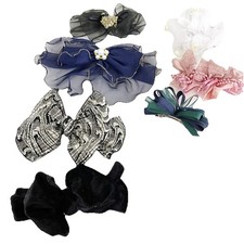 Lot of 8 Vintage Bow Barrettes Chiffon Pearl 80s 90s Victorian Cottagecore Fairy