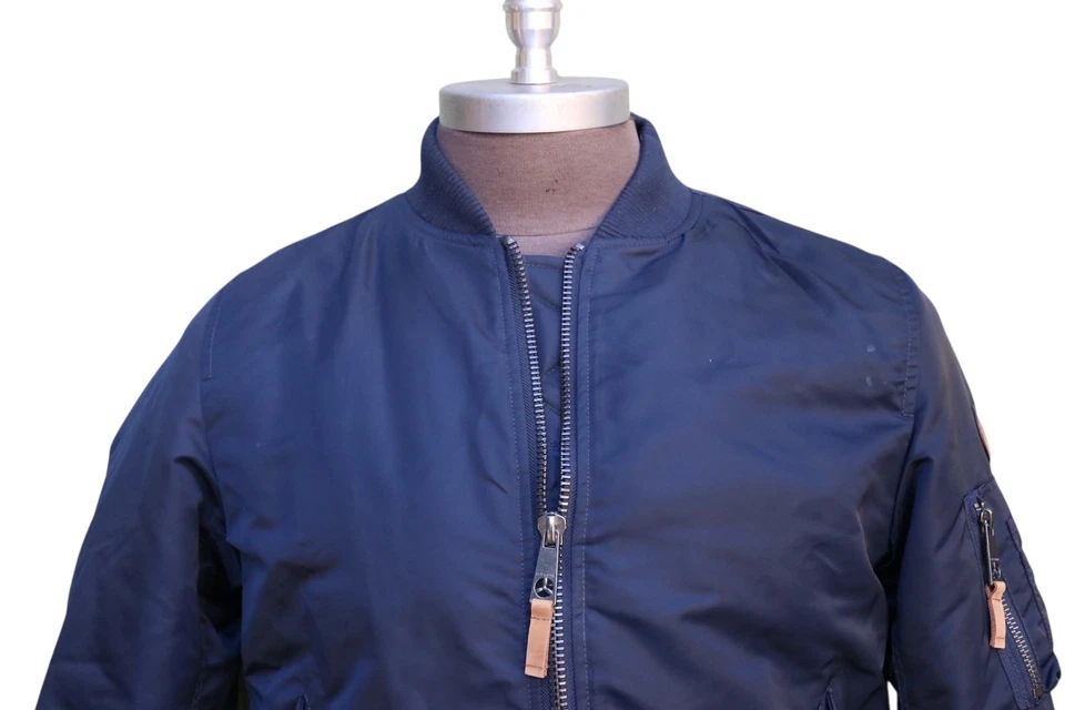 Top Gun New York MA-1 Blue US Air Force Flight Bomber Jacket Zip Up Men’s SZ M - Image 4 of 4