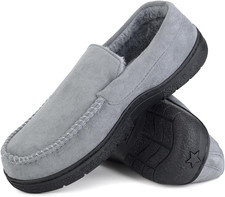 Moccasins Slippers for Men House Slippers Indoor Outdoor Plush Mens Bedroom Shoe